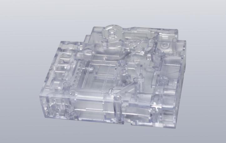 A model of an appearance test piece (transparent parts facilitate observation of internal structure)