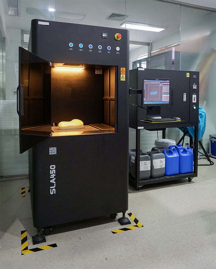 QIAODAN's in-house ProtoFab SLA450 3D Printer with UV furnace