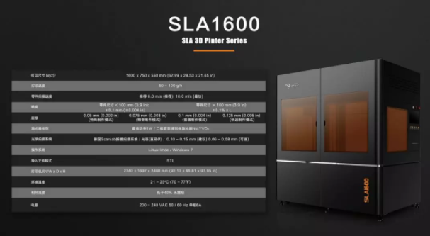 ProtoFab SLA1600 Technical parameter table